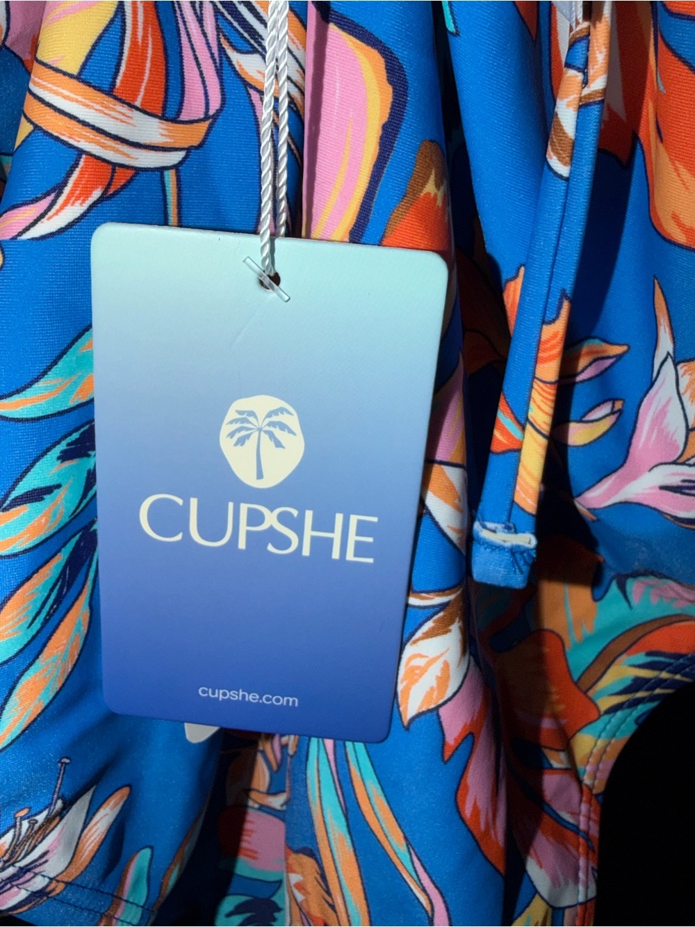 Cupshe Royal Blue Floral One-Piece Swimsuit with Orange Accents - Picture 3 of 6